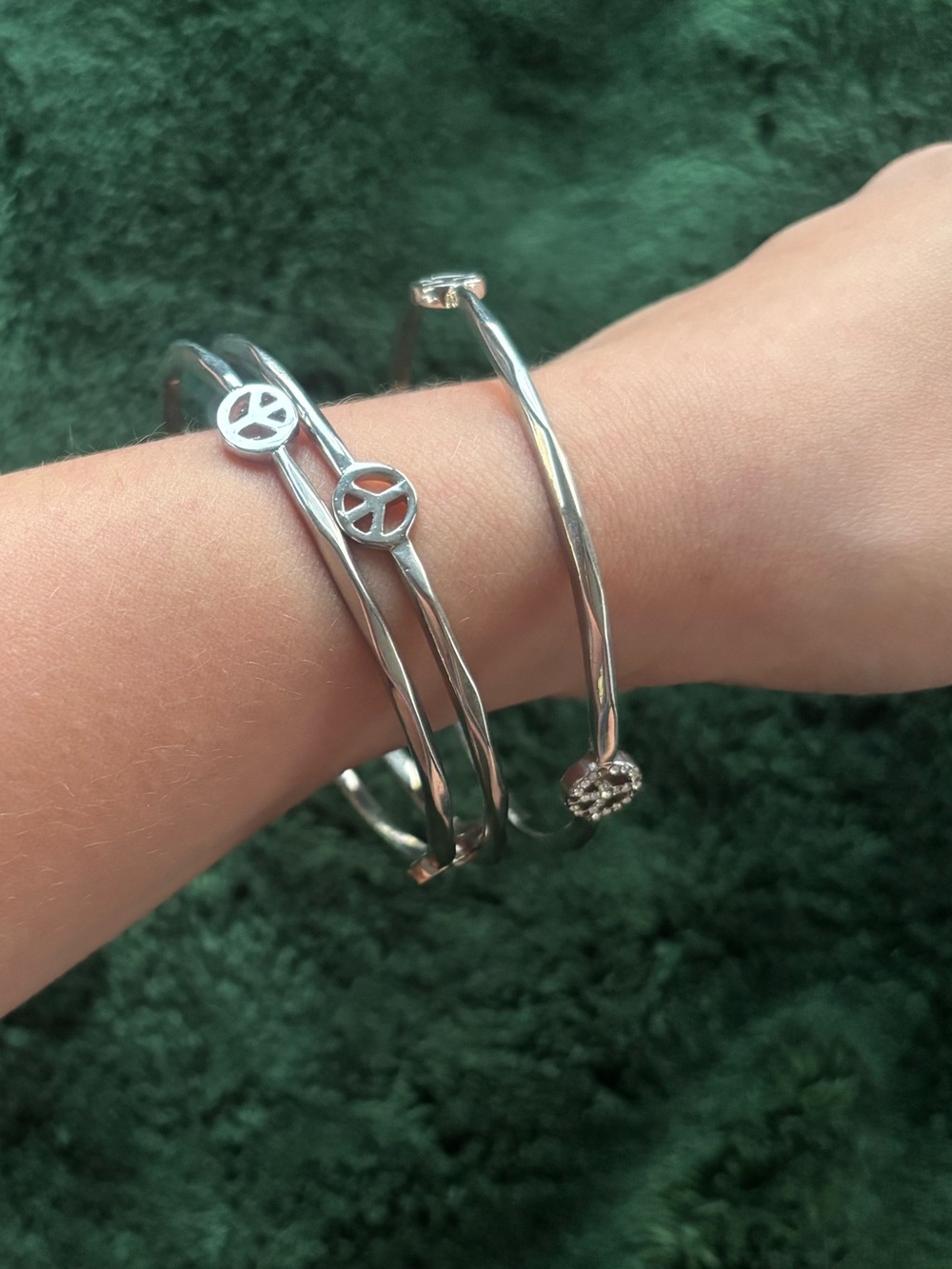 Set of peace sign bangles